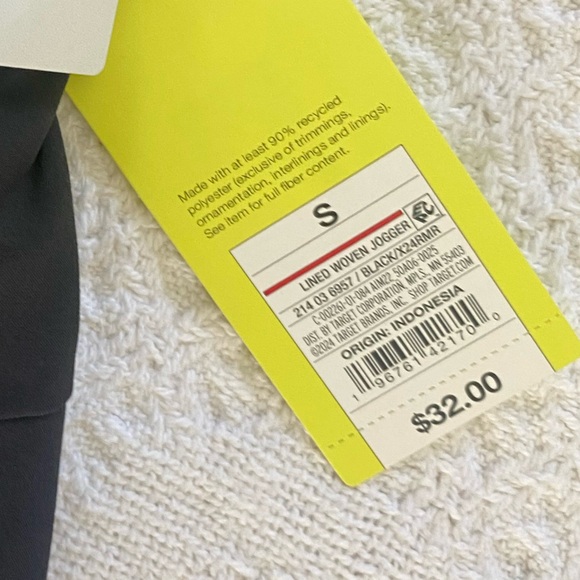 All in Motion NWT High Rise Lined Woven Joggers Womens Small Black - Picture 6 of 6